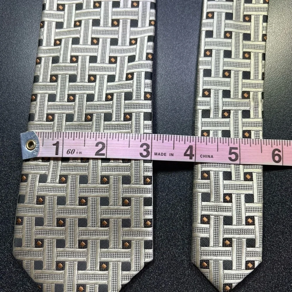 Bergamo Mens Tie Necktie Multicolor Geometric Tied Woven Modern Classic 57 Inch